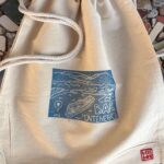 backpack with linocut cruise ship print — bar, montenegro