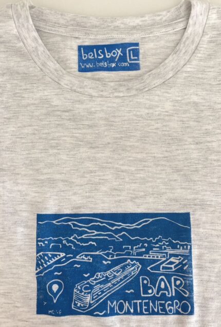 t shirt with linocut print cruise ship