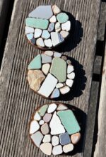 wooden coasters with sea tiles