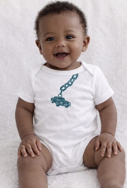 fancy car linocut baby bodysuit