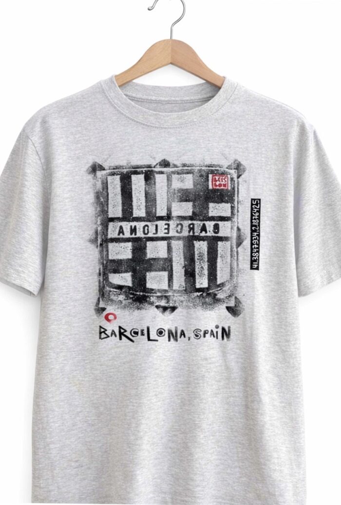 barcelona manhole cover print t shirt