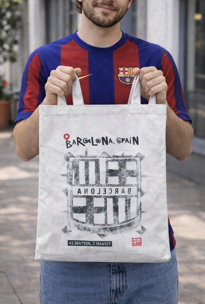 barcelona manhole cover print tote bag