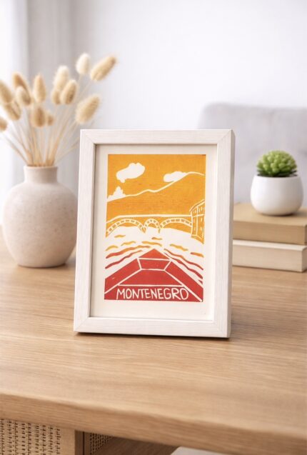 montenegro linocut print — skadar lake