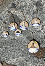 wooden pendants with sea tiles ship