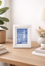 budva old town linocut print on paper