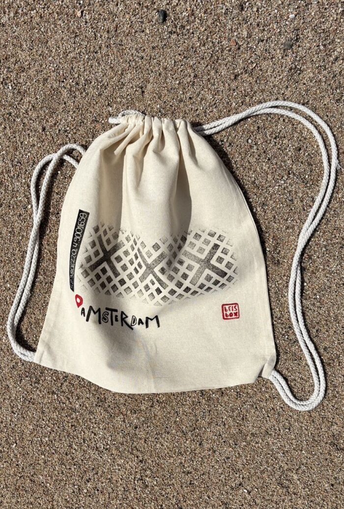 amsterdam manhole cover print backpack