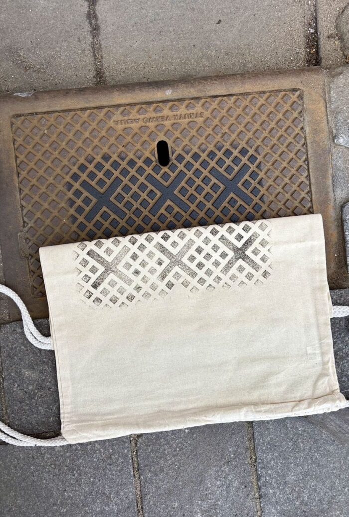 amsterdam manhole cover print backpack