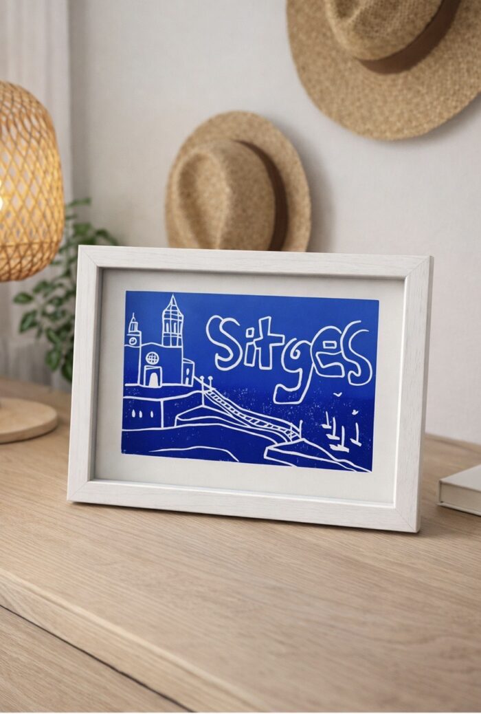 sitges linocut print