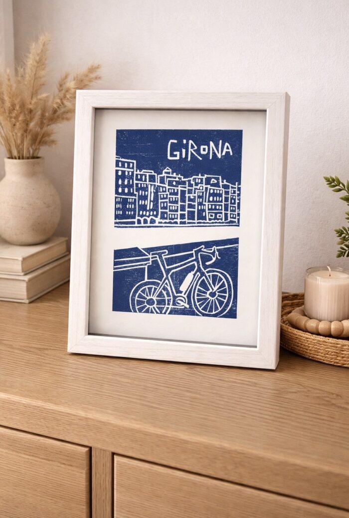 girona linocut print