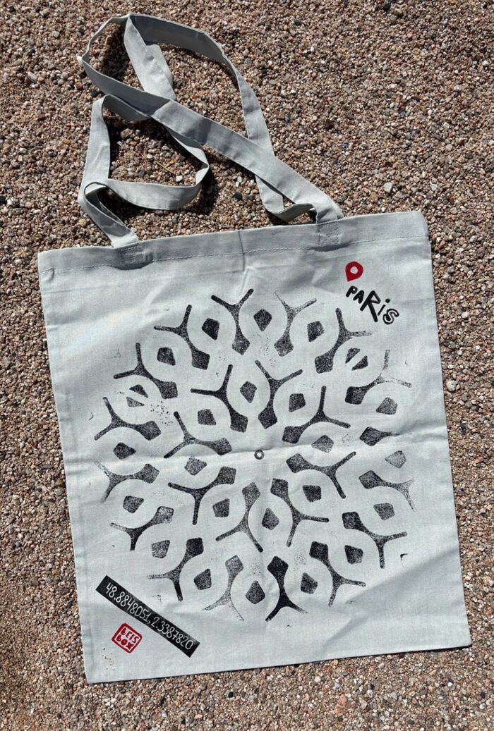 paris manhole cover on bags