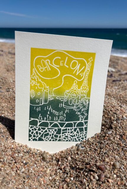 barcelona linocut print