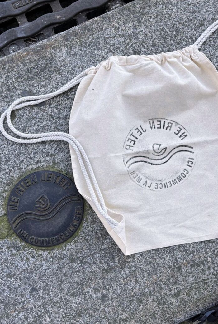 paris manhole cover print on backpack