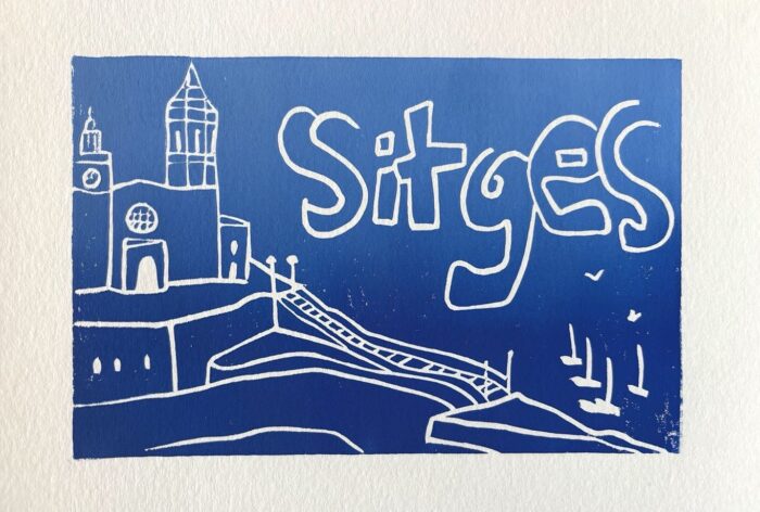 sitges linocut print
