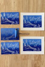 sitges linocut print
