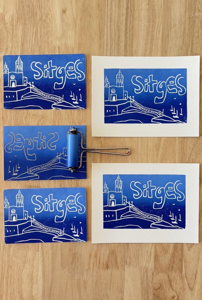 sitges linocut print