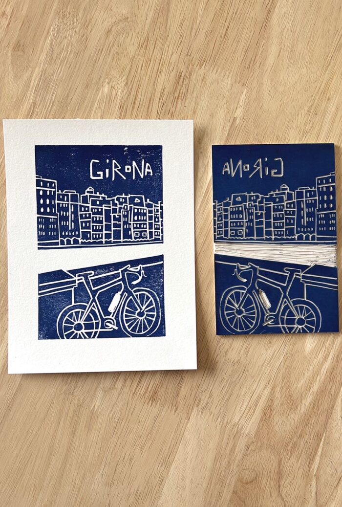 girona linocut print