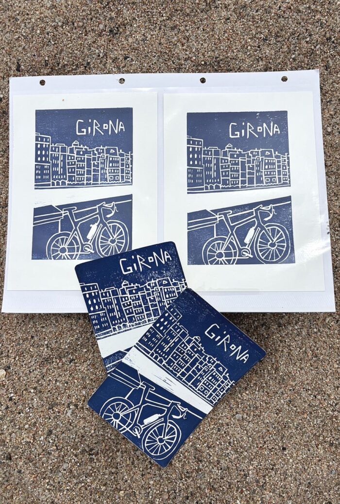 girona linocut print