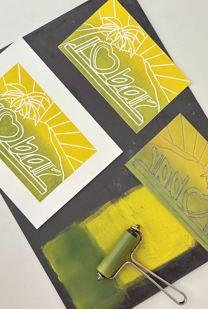 linocut print — i❤️bar — bar, montenegro