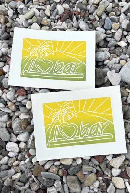 linocut print — i❤️bar — bar, montenegro