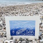 linocut print — mediterranean cruise — bar, montenegro