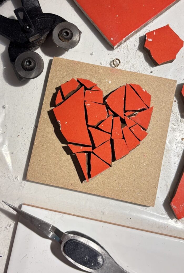 red heart mosaic