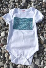 cruise ship linocut baby bodysuit