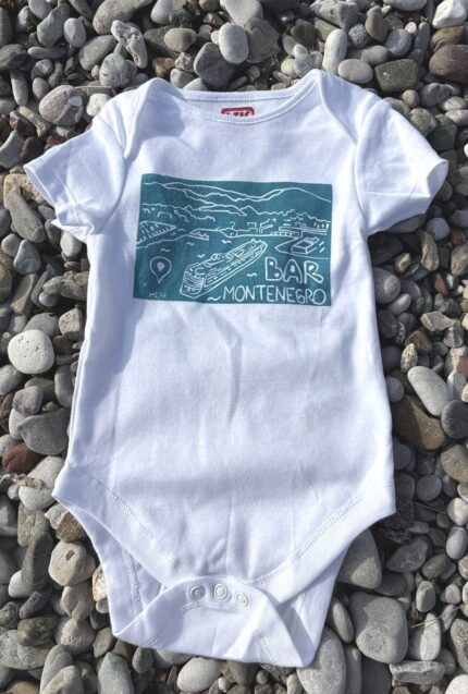 cruise ship linocut baby bodysuit