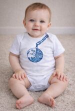 map of bar linocut baby bodysuit