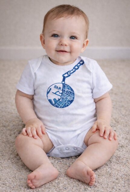 map of bar linocut baby bodysuit