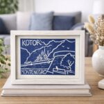 kotor montenegro linocut print on paper