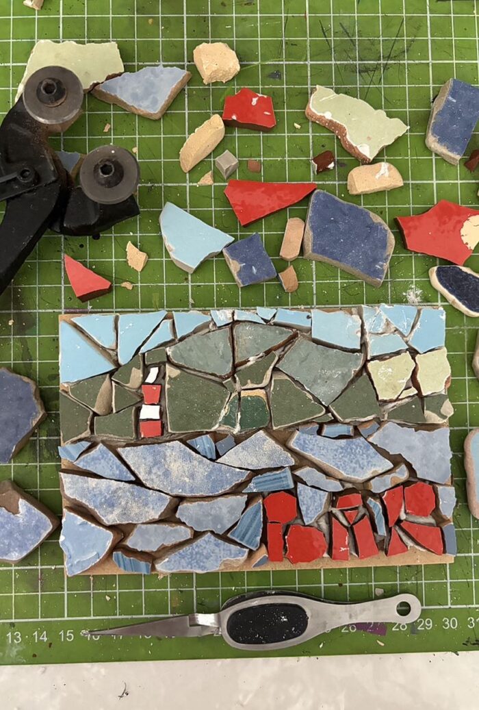 bar montenegro mosaic — lighthouse souvenir — recycled sea tiles