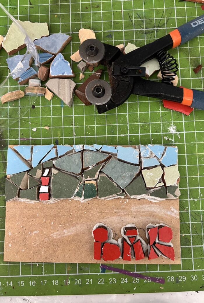 bar montenegro mosaic — lighthouse souvenir — recycled sea tiles