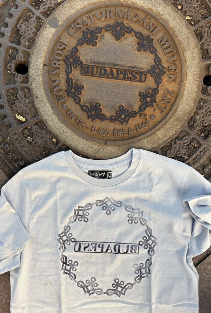 budapest from a real budapest manhole cover – street art t shirt