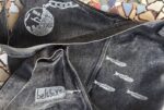black denim shoulder bag – fish & bar map print