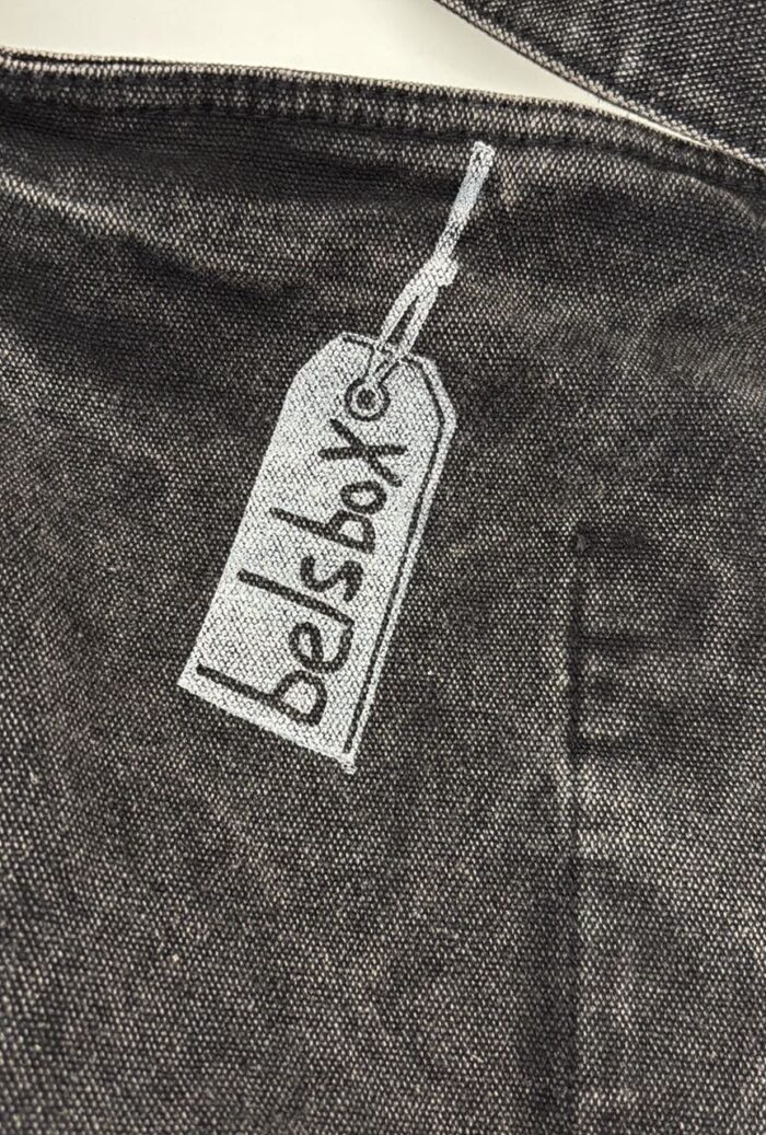 black denim shoulder bag – fish & bar map print