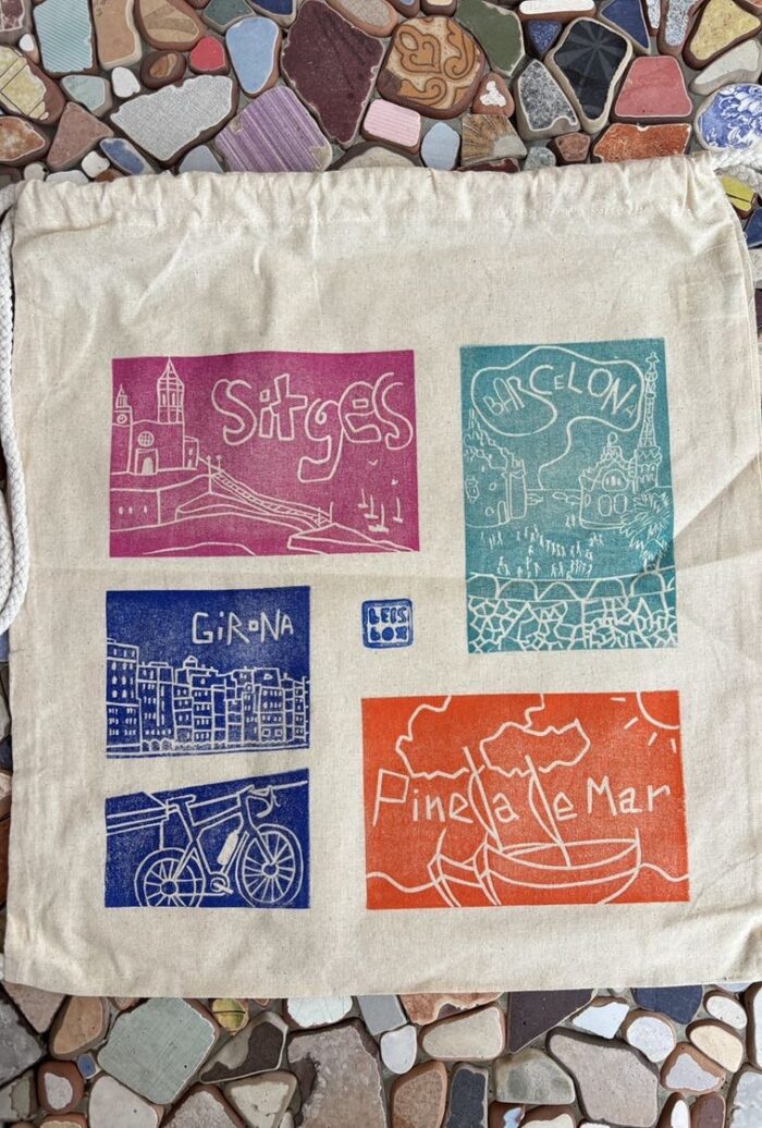 handmade drawstring backpack – catalonia city prints