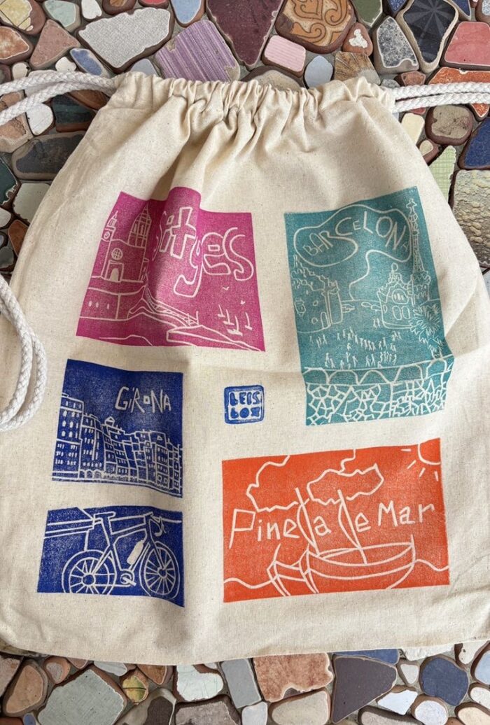 handmade drawstring backpack – catalonia city prints