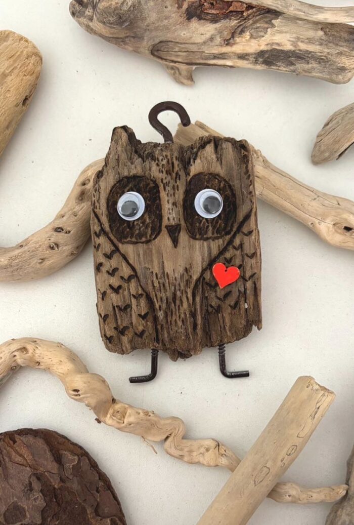 driftwood owl figurine