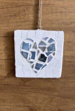 blue white heart mosaic