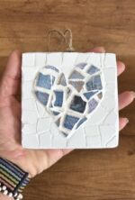 blue white heart mosaic