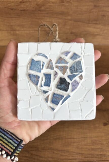 blue white heart mosaic