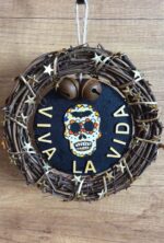 halloween wreath with sugar skull