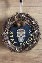 halloween wreath with sugar skull