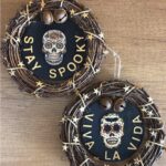 halloween wreath with sugar skull