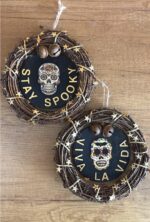 halloween wreath with sugar skull