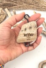 driftwood bird decor – blue & orange