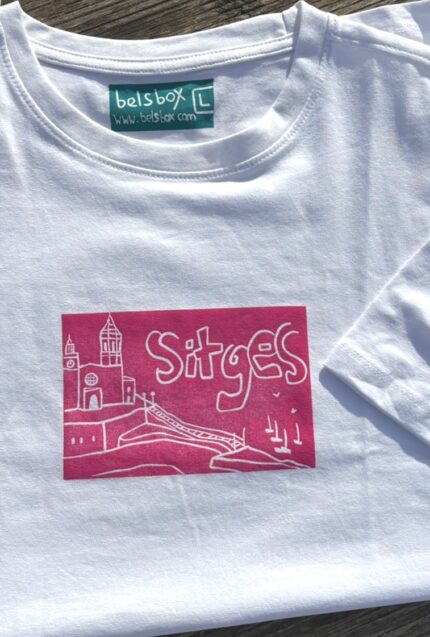 sitges linocut t shirt • handmade seaside print