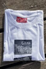 girona linocut t shirt, handmade city print