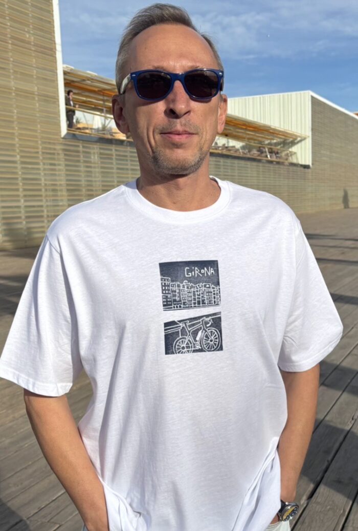 girona linocut t shirt, handmade city print