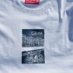 girona linocut t shirt, handmade city print